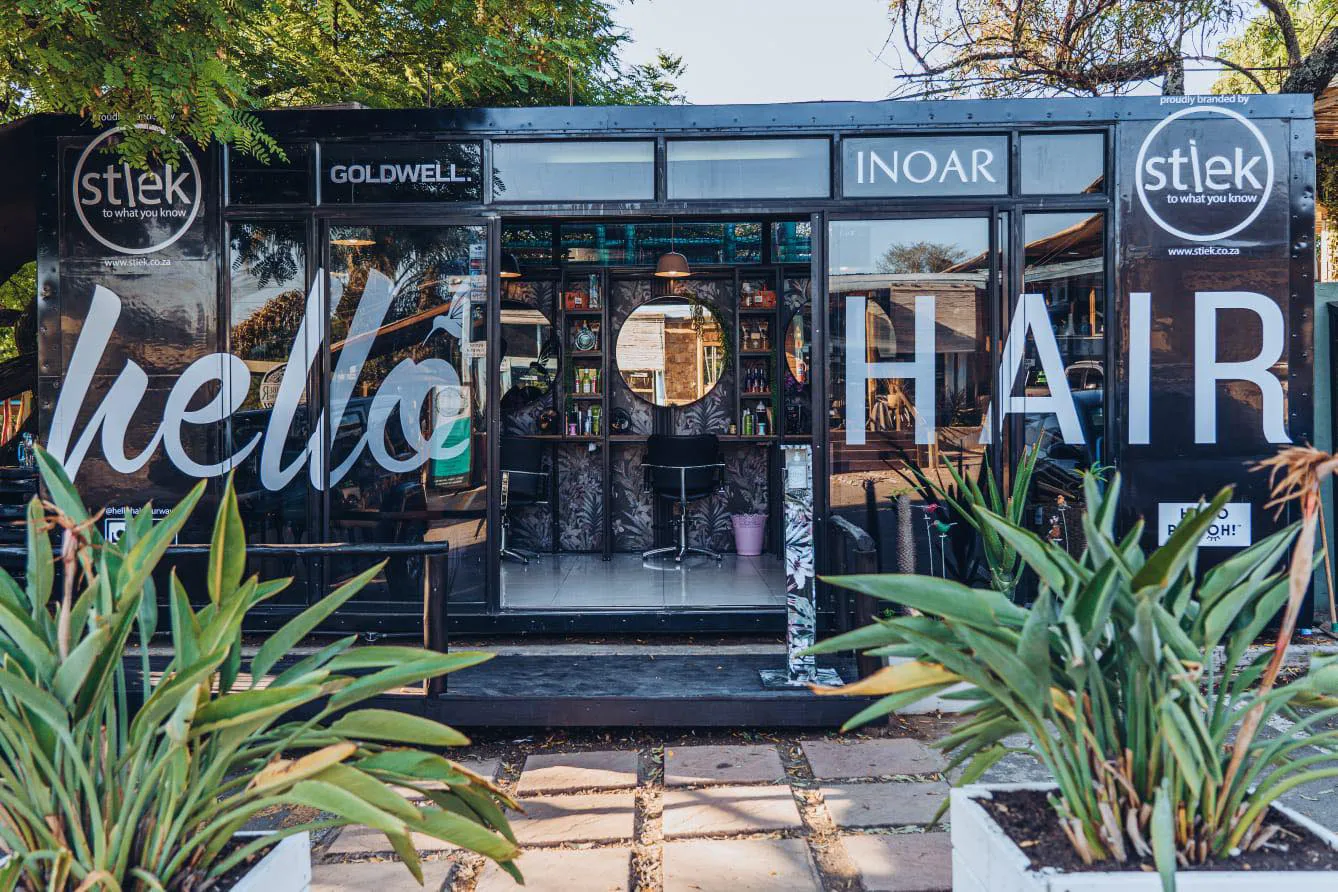 Container branding — Hello Hair — signage and branding by Stiek Industries