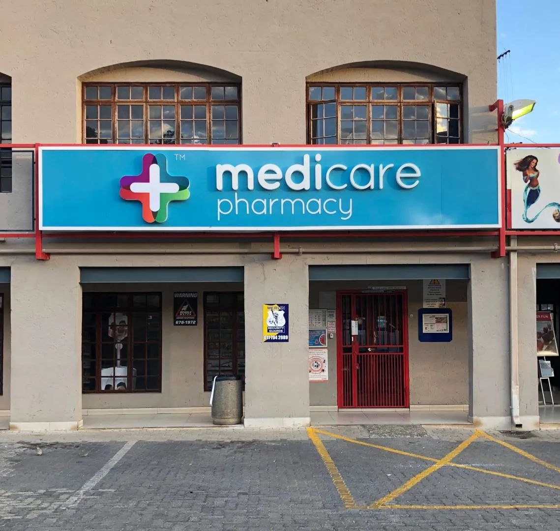 Exterior lightbox — Medicare Pharmacy — signage and branding by Stiek Industries