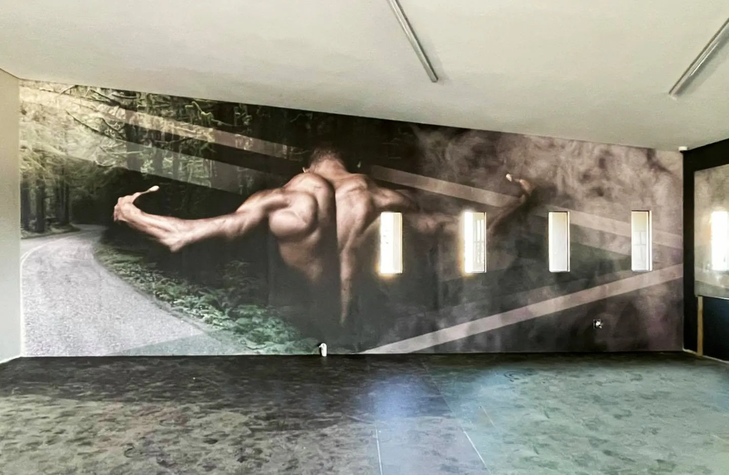 Gym interior wallpaper — FOCE — signage and branding by Stiek Industries