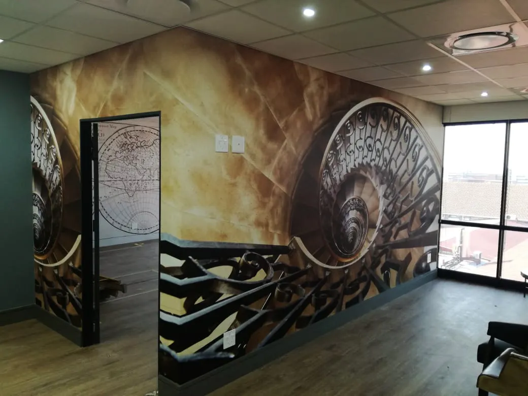 Spiral perspective wallpaper — signage and branding by Stiek Industries