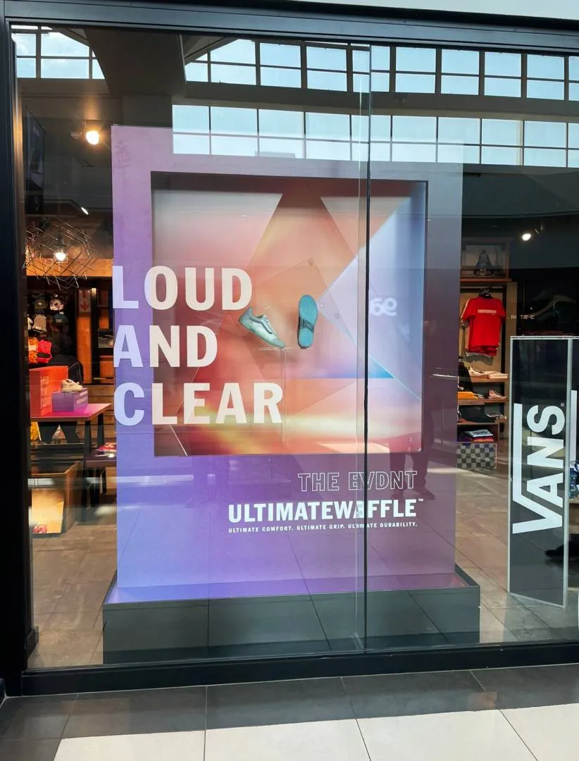 Shopfront window display — Vans — signage and branding by Stiek Industries