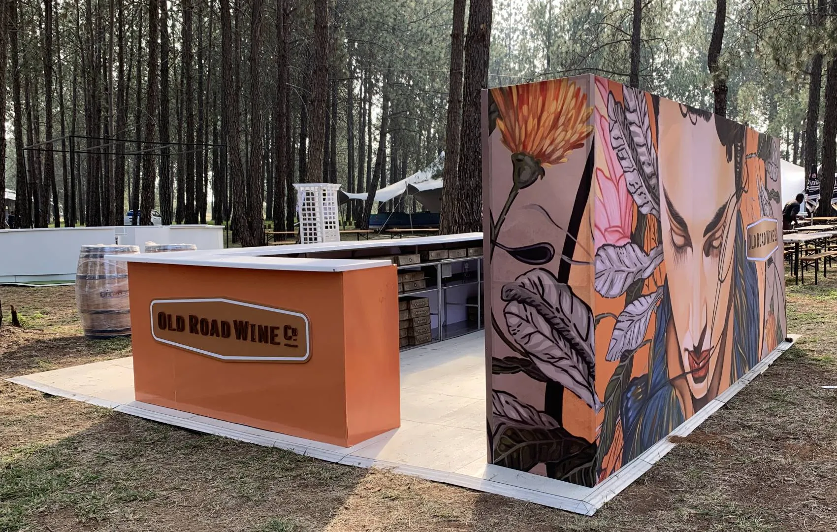 Wine festival stand build — Old Road Wine Co — signage and branding by Stiek Industries